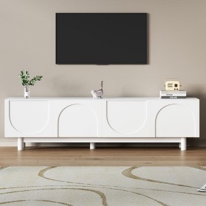 CAVINAS TV Stand for 78" TVs, 70.8" Media Console with Arch Cabinets & Solid Wood Legs,Entertainment Center for Living Room - 1 of 4