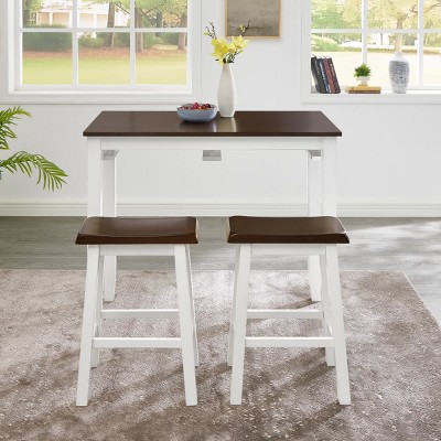 3 Piece Industrial Dining Table Set for 4 with Bar Stools, Space-Saving Breakfast Table Set for Kitchen, Game Room or Apartment–Tanpinhause