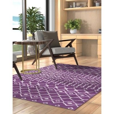 Violet and Ivory Geometric Trellis Indoor Rug