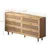 QingMoon Rattan Storage Cabinet, 6 Drawer Double Dresser, Entryway Chest of Drawers with Metal Handle for Living Room and Bedroom - 3 of 4