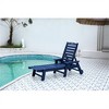 SKRAN Lounge Chair Outdoor with Wood Texture, Chaise Lounge Chair, HDPE, Patio Lounge Chair with Wheels & Cup Holder for Pool, Poolside,Navy Blue - 2 of 4