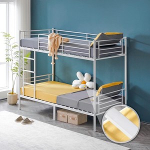 VINGLI Bunk Bed Twin Over Twin for Kids, Teens & Adults Bunk Bed with Stairs & Flat Rungs, Heavy Duty Metal Slats, No Box Spring Needed, Black - 1 of 4