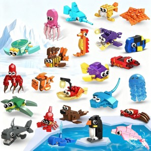 24 Pack Party Favors Mini Building Set, 629PCS Marine Animals Blocks Valentines Day Easter for Kids Ages 6+ - 1 of 4