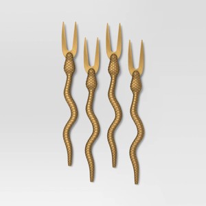 4pc Halloween Snake Cocktail Stirrers Gold - Threshold™ - 1 of 3