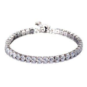 14K Gold Genuine Crystal Tennis Bracelet - 1 of 3