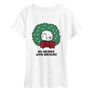 Women's - Peanuts - Holiday Vibes Short Sleeve Graphic T-Shirt - 1 of 4