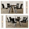 VYNXARIA Table and chair set:A 42inch stainless steel leg round table Paired with 6 Uniquely designed Black Dining Chairs With Silver Metal Leg - 2 of 4