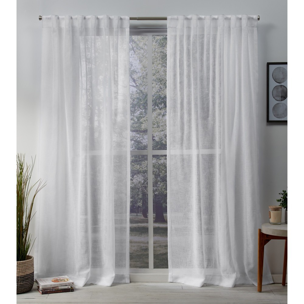 Photos - Curtains & Drapes Set of 2  Belgian Sheer Hidden Tab Top Curtain Panel White - Excl(84"x50")