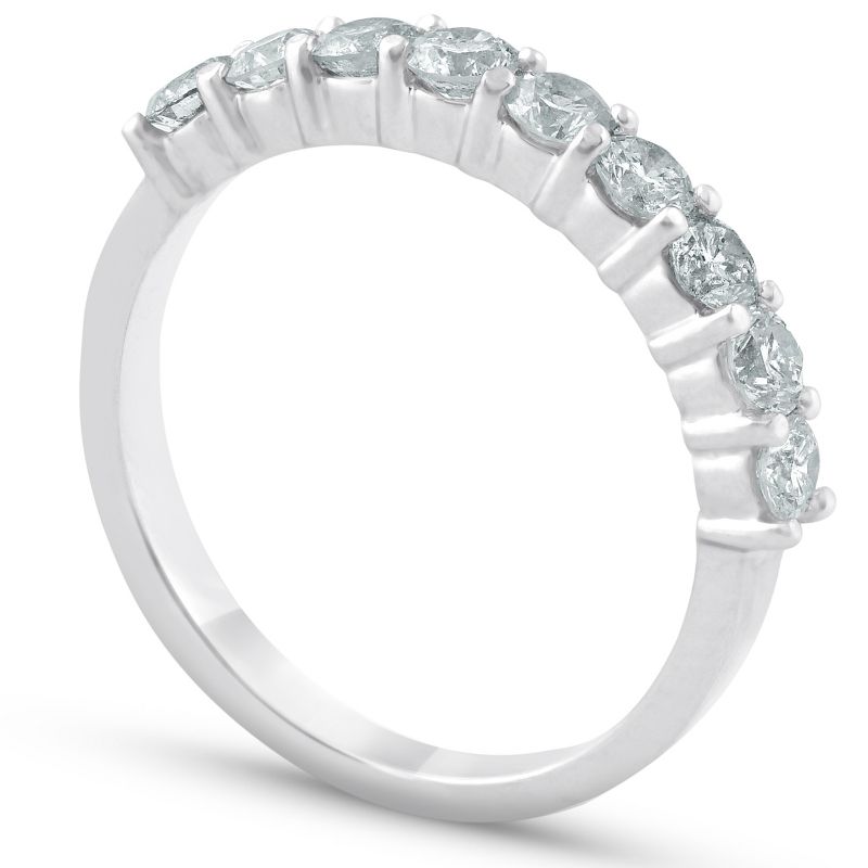 Pompeii3 1/2ct Diamond 9-Stone Womens Wedding Ring 14k White Gold, 3 of 6