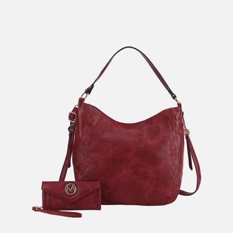 MKF Collection Lucille Hobo Shoulder Bag and Wallet by Mia K- Red