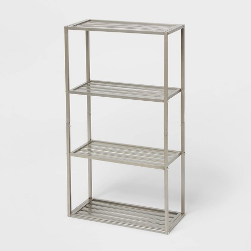 Tall Wood Wall Shelf Brushed Nickel Metal - Brightroom™