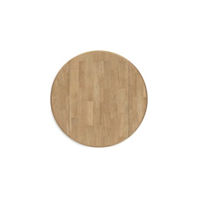 Round Beige and Green Extendable Wood Dining Table