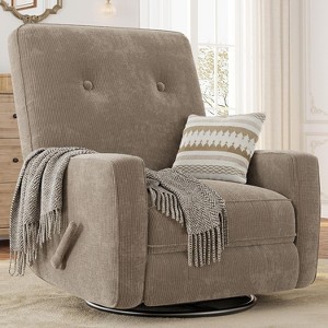 Swivel Glider Recliner Chair for Adults, 360° Rocker Recliner with Footrest, Corduroy Upholstered Reclining Chair for Living Room, Bedroom - 1 of 4