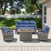 Belord Patio Furniture Set with Firepit, 6-INCH Extra Thick Cushion 4 Pieces Outdoor Patio Furniture Set with Swivel Chairs, Couch, and Firepit Table - 3 of 4