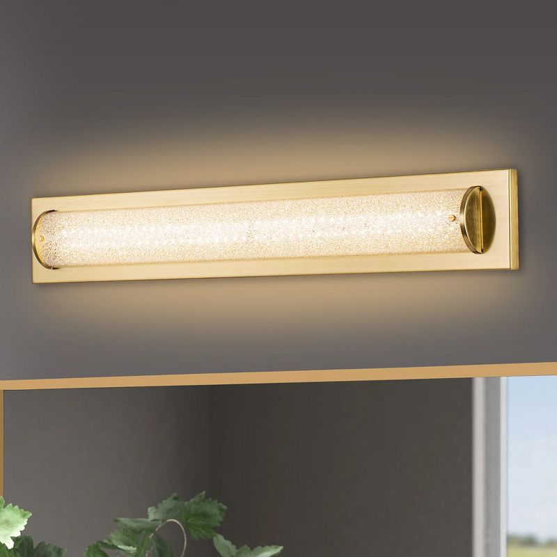 C Cattleya Brushed Gold LED Bathroom Vanity Light Bar with Clear Sandy Glass, 2 of 8