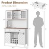 EcoSummer 72" Sliding Barn Door Coffee Bar Cabinet, LED Kitchen Buffet with Wine Storage, Charging Station, 2 Drawers & 8 Storage Shelves for Dining - 2 of 4