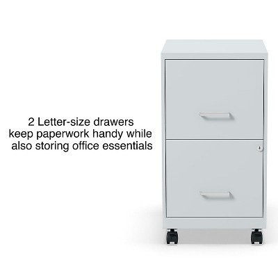 Gray Steel 2-Drawer Lockable Mobile File Cabinet