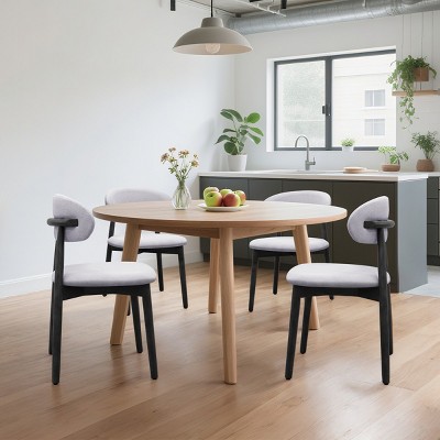 Upholstery Dining Chairs Set of 4, Armless Wooden Dining Room Chairs with Linen Fabric, Comfortable Kitchen Chairs - Cuddlewood