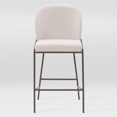 Blakeley 28'' Light Gray Twill Counter Stool with Iron Legs