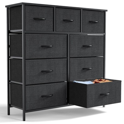 NicBex Dresser for Bedroom,Chest of Drawers with Fabric Bins and Black Metal Handles Design,Fabric Storage Dressers for Bedroom