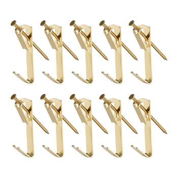 Unique Bargains Photo Frame Hanging Hooks Kit for Wall Mounting Gold 0.83 x 0.16 25 Pcs