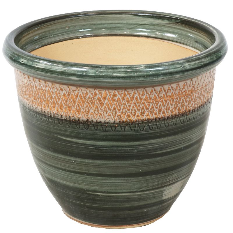 Sunnydaze Indoor/Outdoor Purlieu Decorative Glazed Ceramic Planter for Greenery or Flowers - 15", 1 of 12