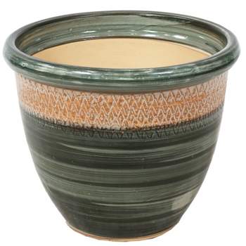 Sunnydaze Indoor/Outdoor Purlieu Decorative Glazed Ceramic Planter for Greenery or Flowers - 15"