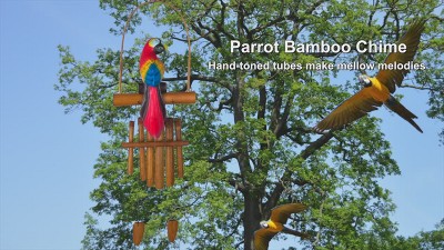 Hand-Painted Bamboo Parrot Wind Chime for Outdoor Decor