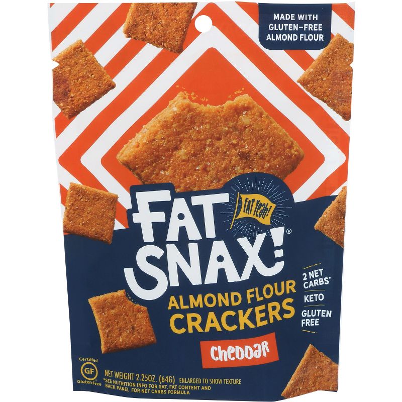 Fat Snax Almond Flour Cracker Cheddar - Case of 8 - 2.25 oz, 1 of 2