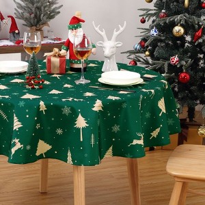 Christmas Tablecloth Reindeer Pattern Tablecloth Deer Tablecloth Home Decor Waterproof Easy Care Dining Table Covers - 1 of 4