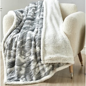 Noble House Alaska Fields Ultra Warm and Cozy Faux Shearling  50" x 60" Throw - 1 of 3