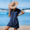 Women's Ivory/Khaki/Green/Blue Notched Neck Short Sleeve Cover-Up Dress - Cupshe - 3 of 4