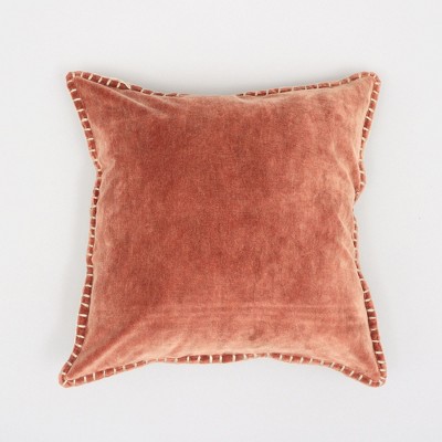 SEVOBAL Bed Pillows Luxury Stonewashed Velvet Throw Pillow, Handcrafted Home Accent, Ideal for Living Room, Bedroom, Orange, 19"*19"*1"