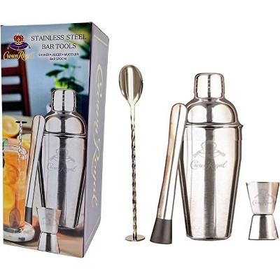 Crown Royal Classic 4 Piece Stainless Steel Bar Set