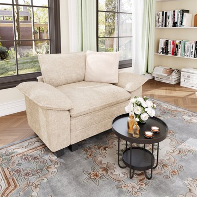 Captiva Designs Comfy Deep Seat Armchair, Oversized 1-Seater Lounge Chair for Living Room, Corduroy & Chenille Fabric
