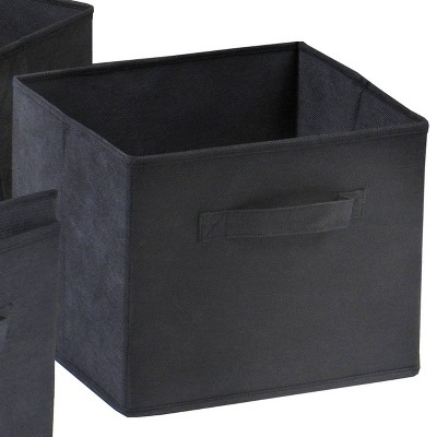 Set of 6 Black Foldable Fabric Storage Baskets