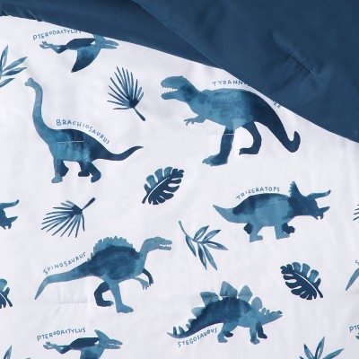 Full Blue Microfiber Dinosaur Bedding Set for Boys