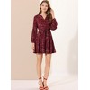 Allegra K Women's Floral Print Button Front Puff Sleeve Tie Waist Shirt Dress - 2 of 4