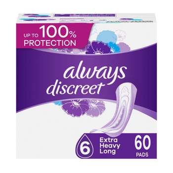 Always Discreet Incontinence and Postpartum Incontinence Pads for Women - Extra Heavy Absorbency - Long Length