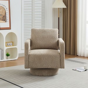 CAVINAS 29.13" Square Swivel Accent Chair,Boucle Lounge Chair with Open Back,Removable Cushion,Upholstered Chair for Living Room,Bedroom,Office - 1 of 4