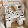 ELECWISH Small Vanity Table with Mirror, Chair and Storage Stool - 3 of 4