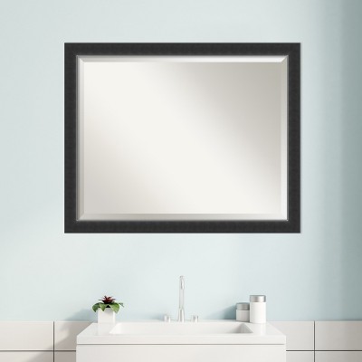 Nero Black Beveled Wood Rectangular Bathroom Vanity Mirror