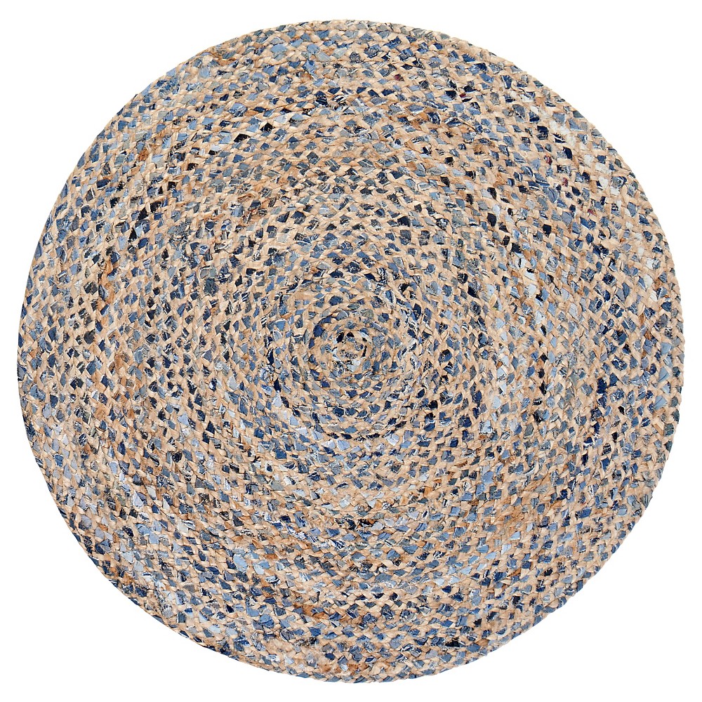 Photos - Area Rug 4' Kerala Denim & Jute Round  Denim/Natural - Anji Mountain