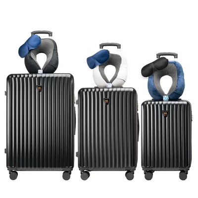 MAYEERTY 3pcs Luggage Set, Large Capacity Travel Suitcase Set with Double Spinner Wheels, Includes 3pc U-Shaped Travel Pillow Set