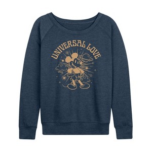 Women's - Disney - Universal Love Lightweight French Terry Wide Neck Long Sleeve Shirt - 1 of 4