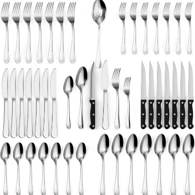 Attop 49-Piece Silverware Set - Serves 8 - Stainless Steel Cutlery Set - Cutlery Set - Knife, Fork, Spoon - Kitchen Utensil Set - Dishwasher Safe