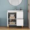 Gulches 31 in 1 Sink All-in-One Vanity Glossy White Bath Vanity with White Ceramic Top Soft Close Wood Feet - 4 of 4