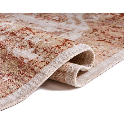Copper Ombre Rectangular Medallion Synthetic Area Rug