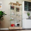 Okak 16/32in Modern Display Case, Glass Bookshelf with 4 Shelves and Drawer, Cube Storage Organizer for Living Room and Bedroom - 2 of 4