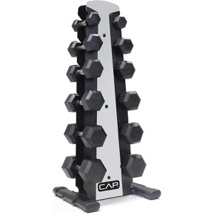 Rubber Coated Dumbbell Weight Set with Vertical Rack, Free Weights for Home Gym Strength Training - 1 of 4